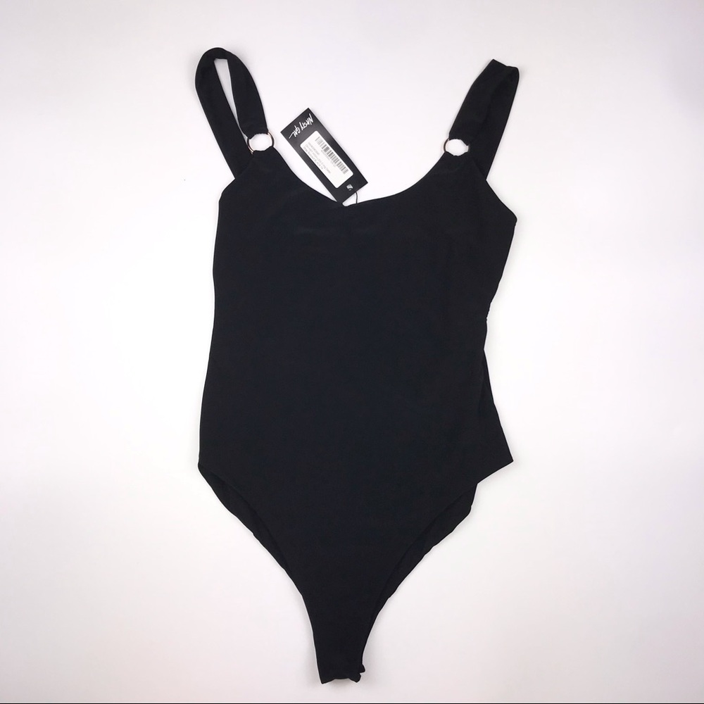 Nasty Gal | Oh Hey High Leg Black Bodysuit
